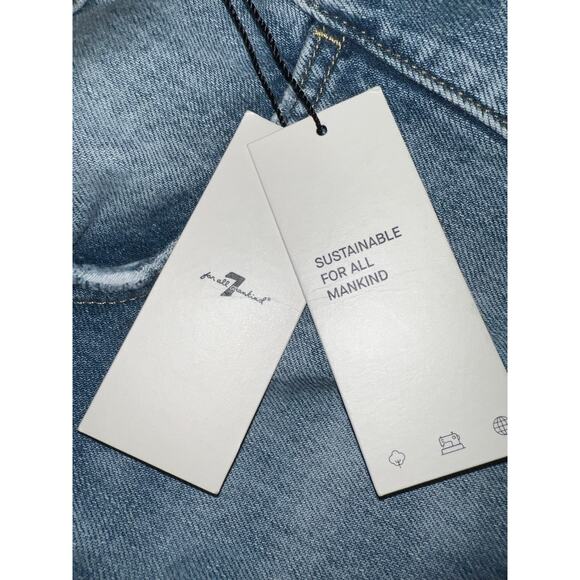 7 for all mankind easy slim blue jeans with heart  embroidered - Picture 10 of 16